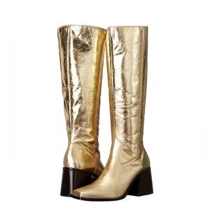 Vince Camuto Stacked Heel Knee High Fashion Boots, Prosecco Foil, New, Size 11M